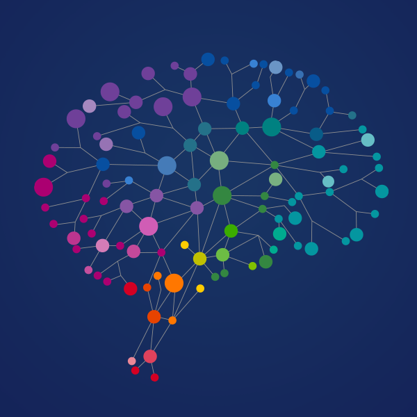 Colorful graphic of a brain network